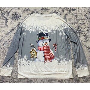 Snowman Graphic Long Sleeve Christmas Sweatshirt Womens X-Large Christmas Winter